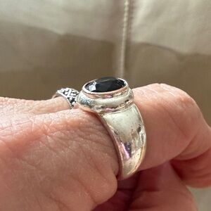 Elegant Silver and Black Onyx Women's Ring